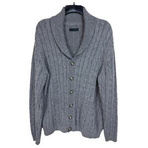 Men's asos Sweater Sz XL Button Up Shawl Collor Cable‎ Knit Wool Blend